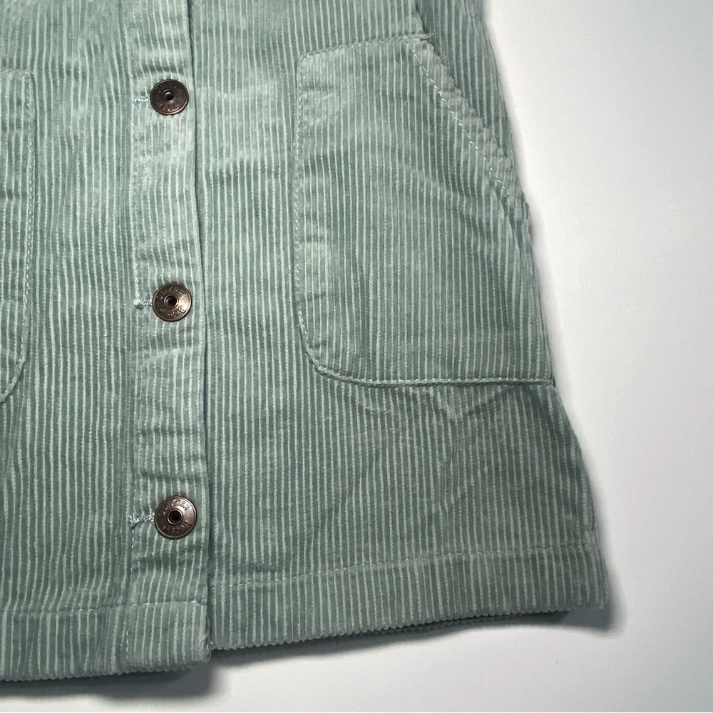 Oshkosh B'gosh Vestbak Girls 4T Celadon Green Corduroy Overall Jumper Pockets